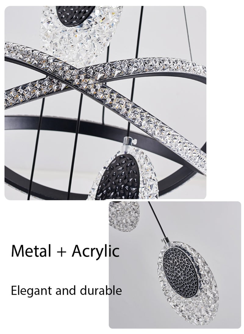 An LED pendant light with 4 elliptical lamp heads, offering three lighting colors to choose from, adjustable in height, and supporting remote control. Suitable for restaurants, bedrooms, living rooms and public activity areas. - Image 2